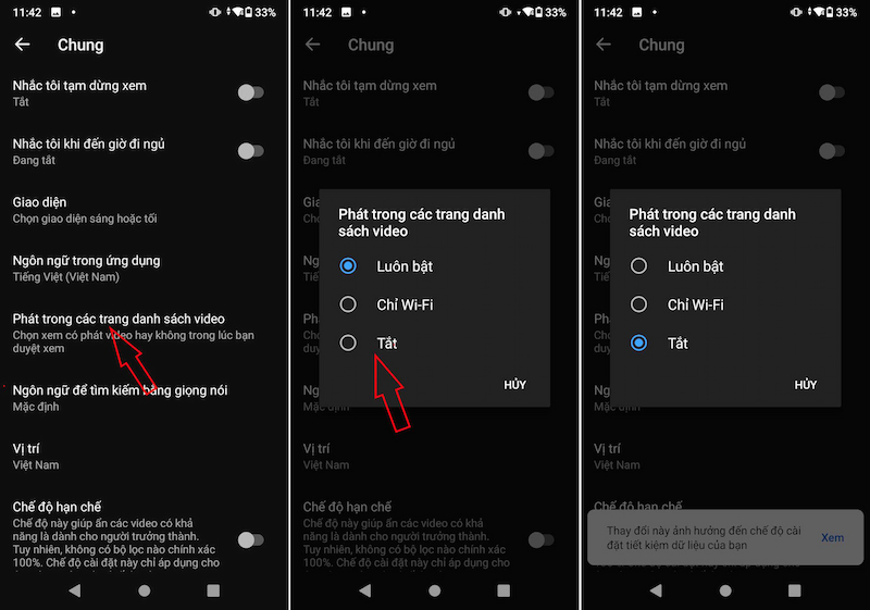 Tắt tự động phát video Youtube trên Android