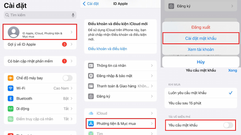 Tắt yêu cầu nhập mật khẩu cho App Store