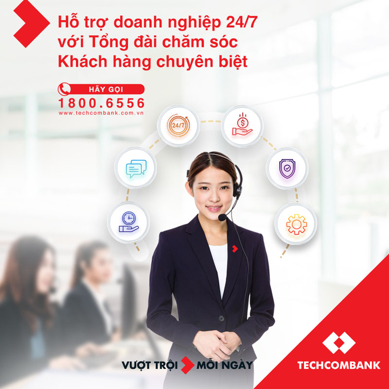 Techcombank hỗ trợ hotline cho doanh nghiệp