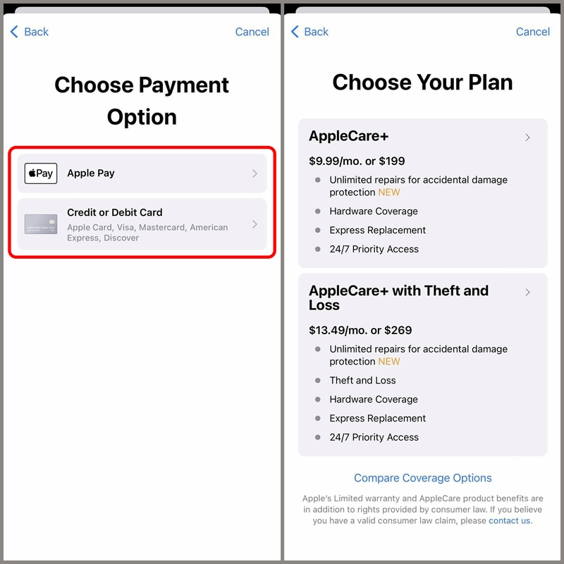 Thanh toán gói AppleCare+