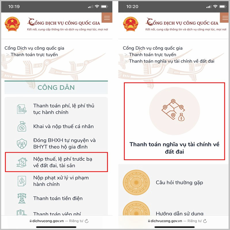 Thanh toán nghĩa vụ tài chính đất đai