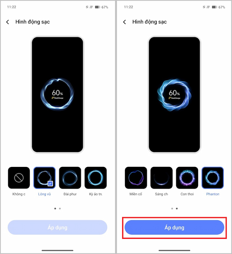 Thay đổi hiệu ứng động trên điện thoại Vivo