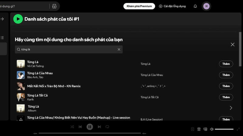 Thêm nhạc vào playlist Spotify trên máy tính