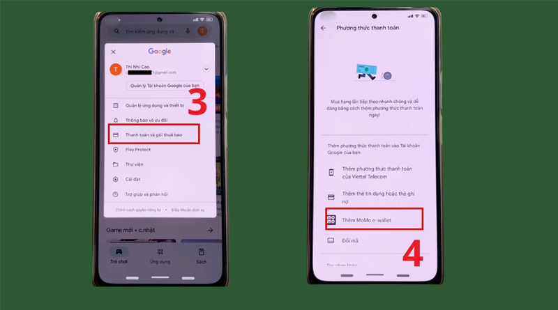 Thêm phương thức thanh toán là loại ví muốn liên kết