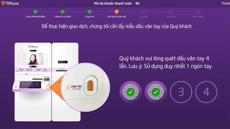 Tiến hành quét vân tay