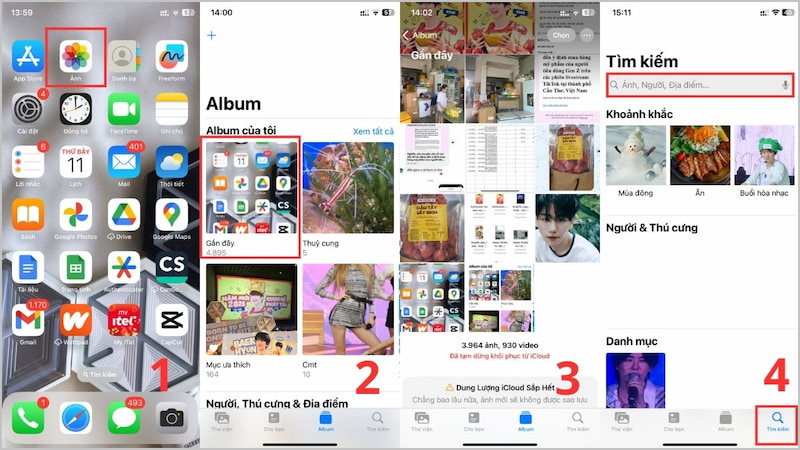 Vào ứng dụng Photos để tìm ảnh, video đã tải xuống iPhone