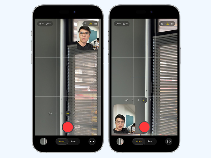 Nhấn nút quay và bắt đầu trải nghiệm Dual Capture trên iPhone 17