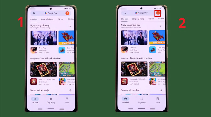 Chọn biểu tượng hồ sơ ở góc trên bên phải
