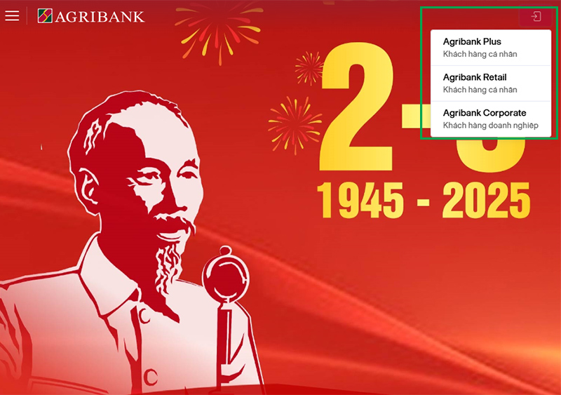 Vào website của ngân hàng, sau đó chọn vào ký hiệu đăng nhập