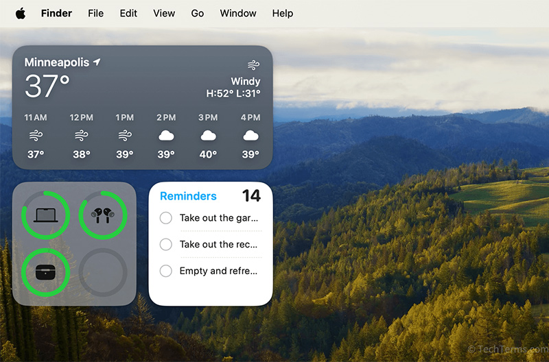 Widget là viết tắt của "window gadget" (tiện ích cửa sổ).