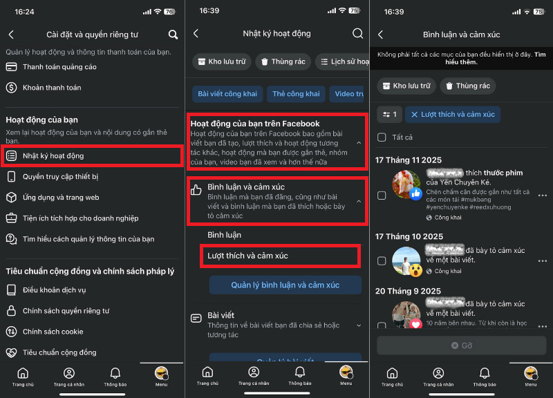 Xem lại Reels đã thích trên Facebook