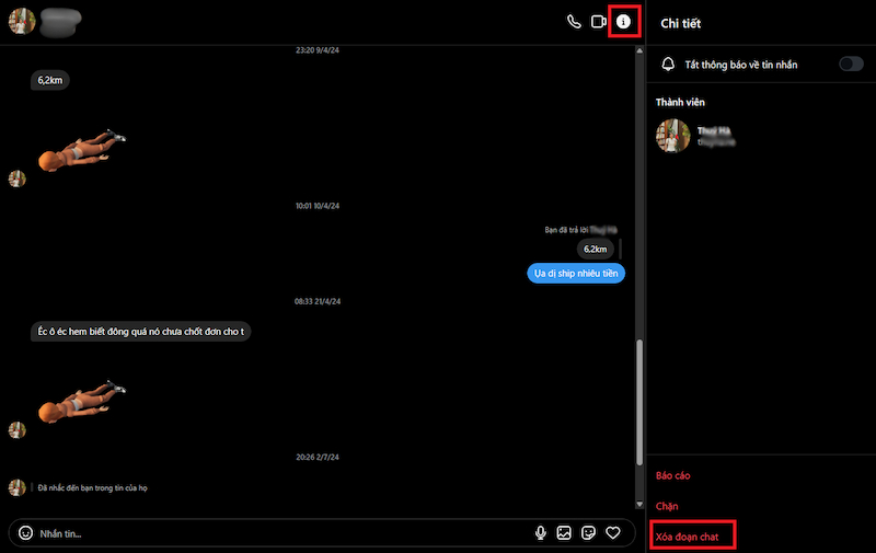 Xóa cuộc trò chuyện Instagram