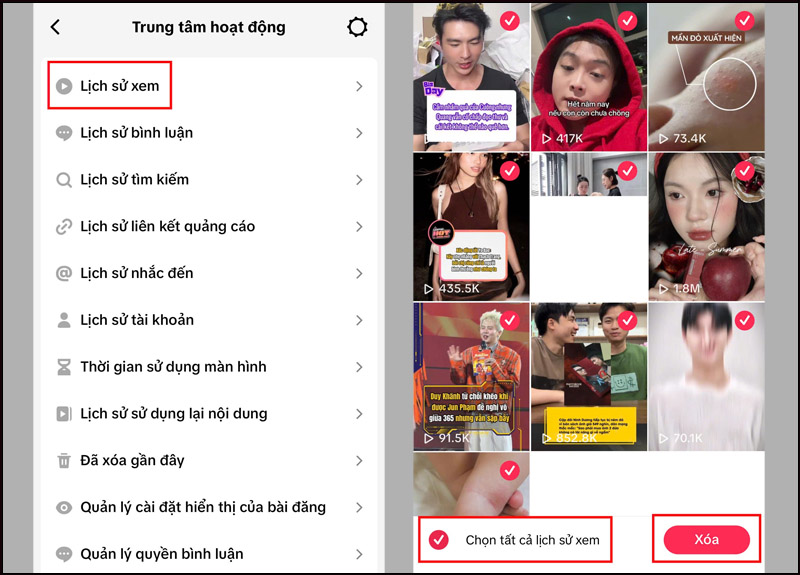 Người dùng có thể xóa lịch sử đã xem trên TikTok