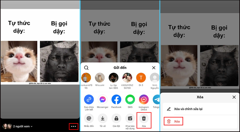 Chọn story TikTok cần đăng và xóa 