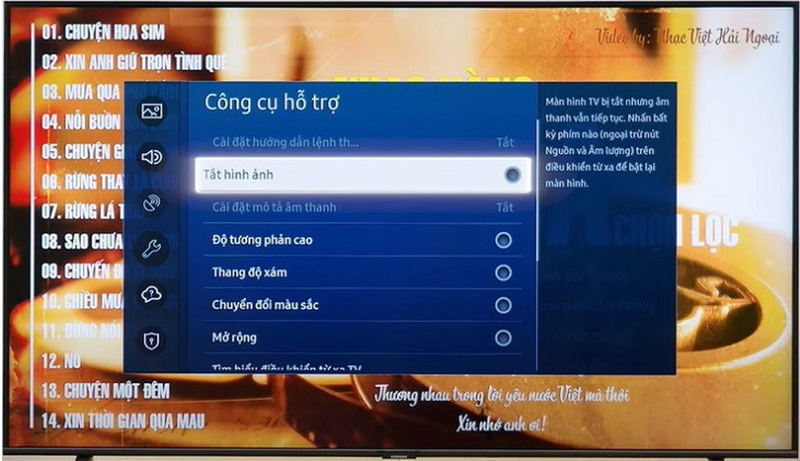 Chọn “Công cụ hỗ trợ” rồi chọn “Tắt hình ảnh”