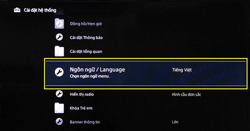 Chọn vào Language (Ngôn ngữ) và chọn Tiếng Việt