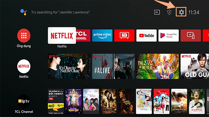 Di chuyển đến biểu tượng Cài đặt ở góc màn hình và chọn “Enter”