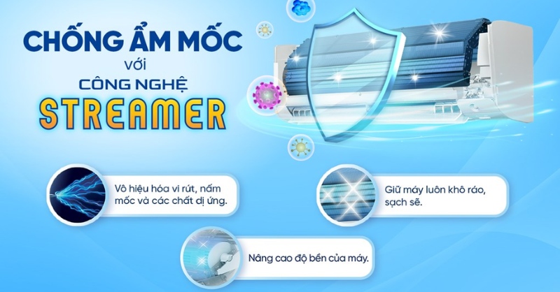 Chức năng chống ẩm mốc kết hợp cùng công nghệ Streamer