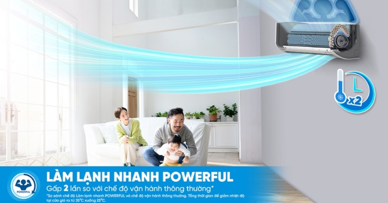 Mát mẻ tức thì với chế độ Powerful
