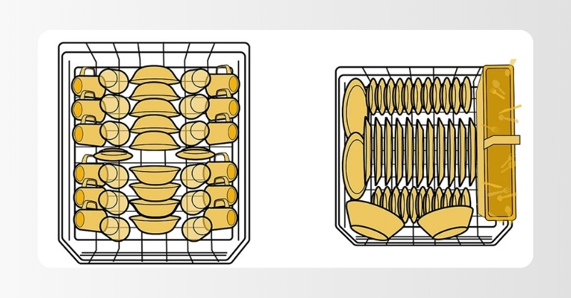Cách xếp bát vào máy rửa bát 12 bộ