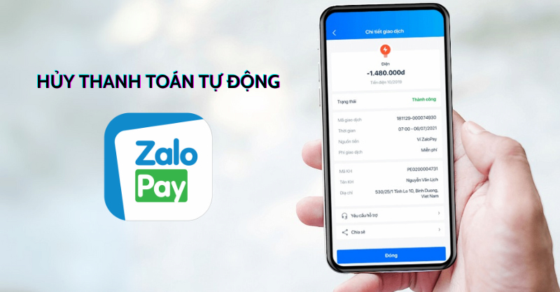 Hủy thanh toán tự động trên ZaloPay