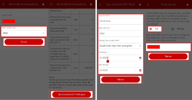 Nhập thông tin khi làm tờ khai quyết toán thuế TNCN trên eTax
