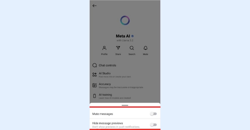 Bạn có thể tắt các tùy chọn để giảm thiểu sự can thiệp của Meta AI