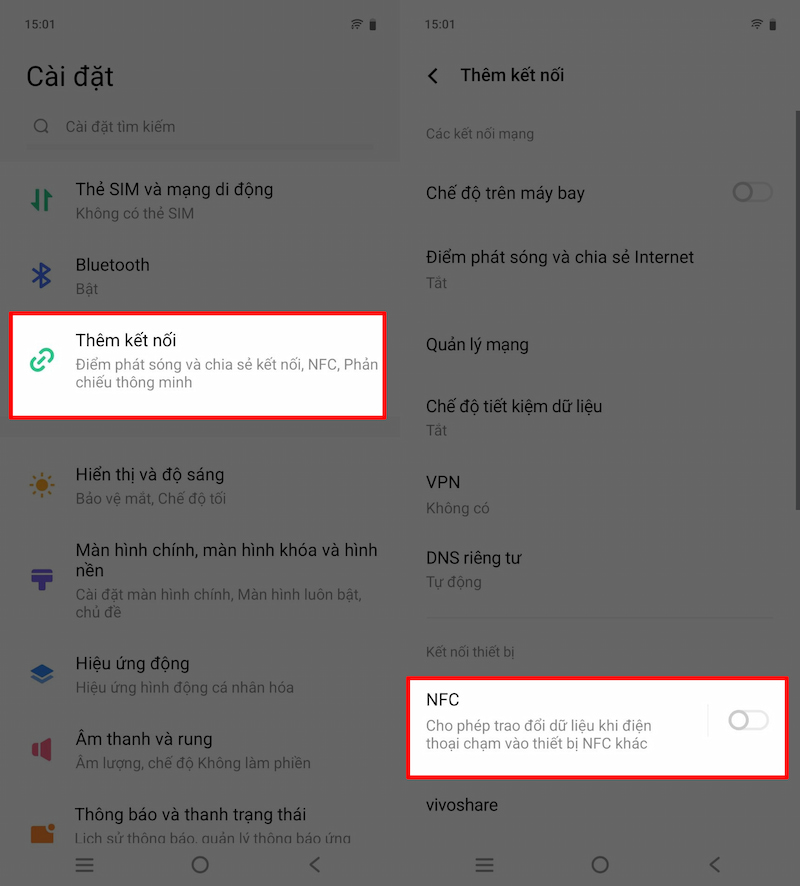 Bật NFC trên Vivo V50 Lite 5G