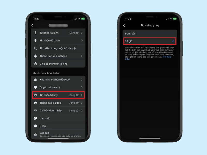 Chế độ tin nhắn tự hủy trên Messenger