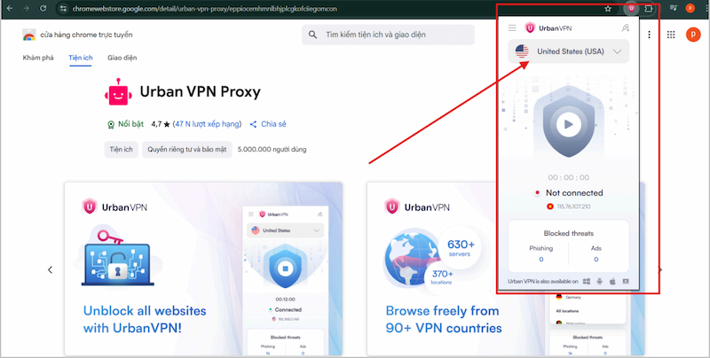 Chuyển vùng dữ liệu VPN sang Mỹ (USA)