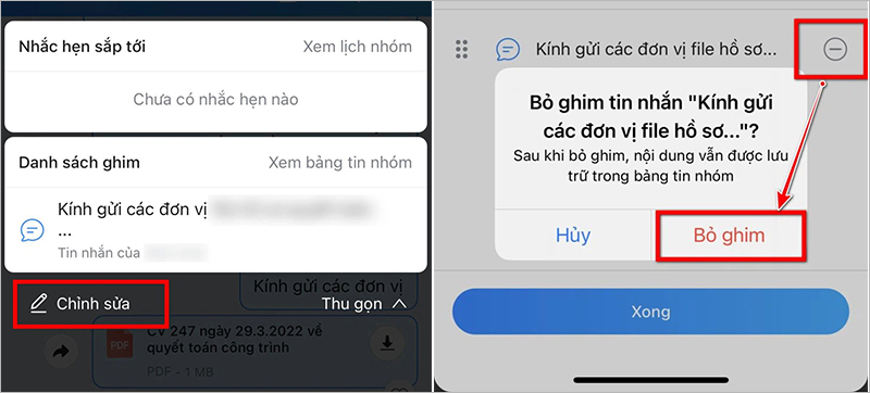 Hướng dẫn bỏ ghim tin nhắn Zalo trên điện thoại