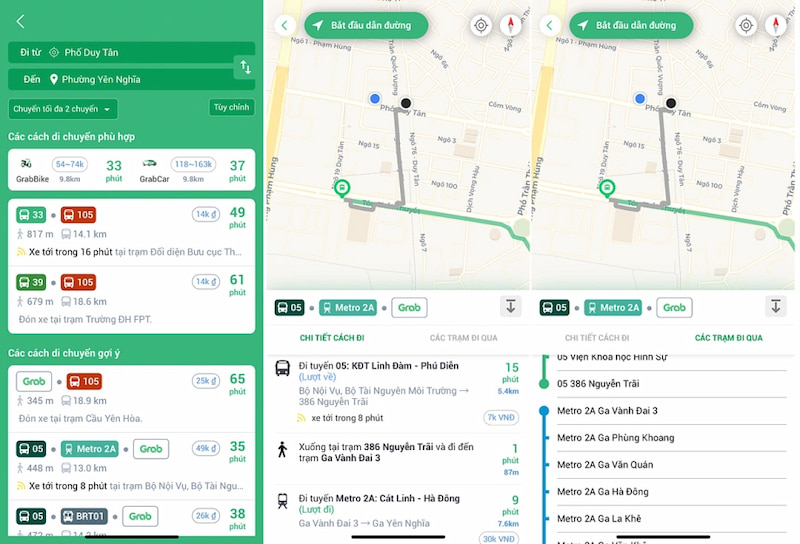 BusMap tích hợp nhiều phương tiện công cộng