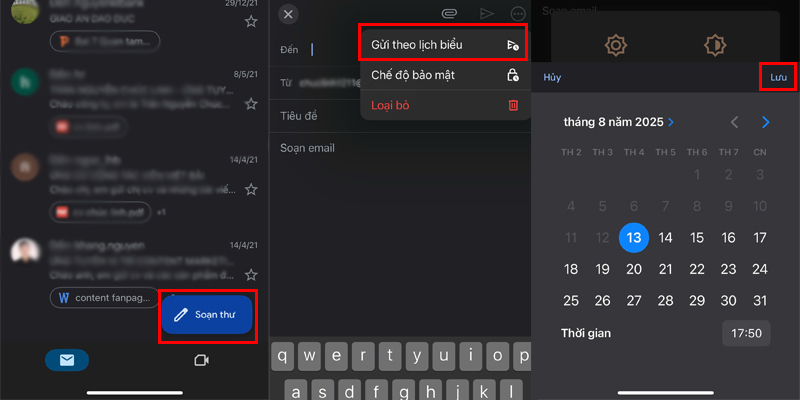 Cách hẹn giờ gửi mail trong Gmail trên điện thoại