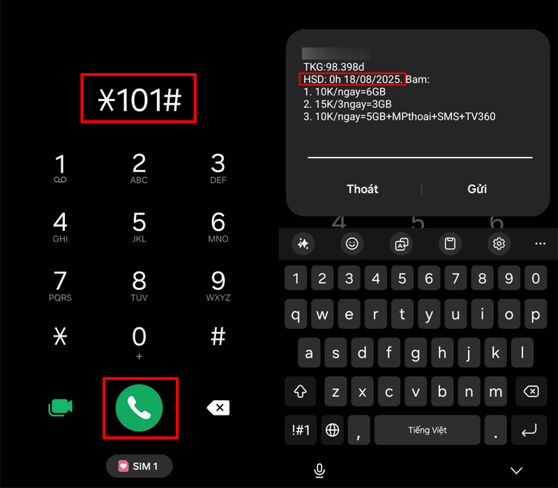 Nhấn *101# để kiểm tra hạn sử dụng SIM Viettel