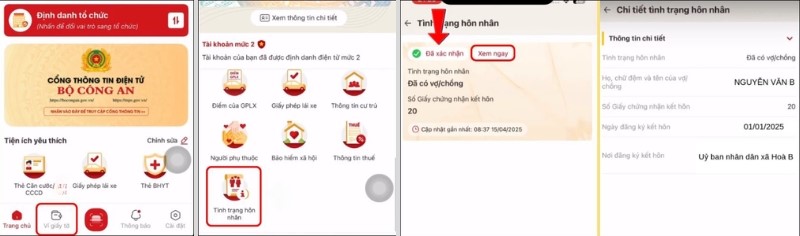 Cách kiểm tra tình trạng hôn nhân trên ứng dụng VNeID