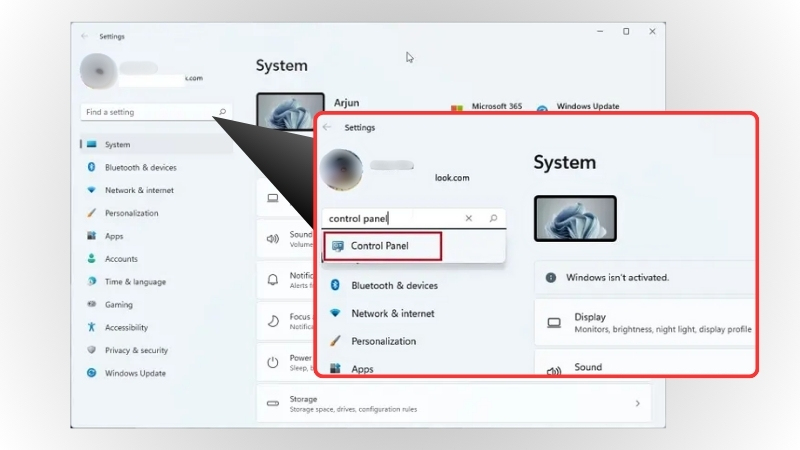 Cách mở Control Panel qua Windows Settings