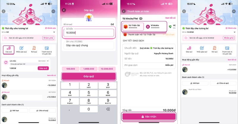 Cách nạp tiền vào quỹ nhóm MoMo