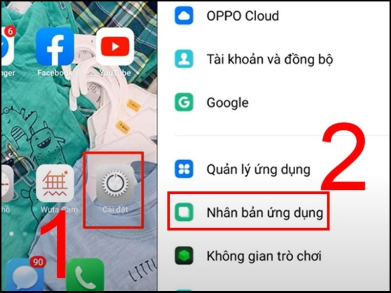Chọn Nhân bản ứng dụng trên điện thoại OPPO