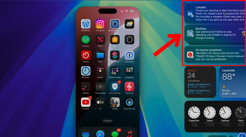 Xem và tương tác với thông báo trên Mac thông qua iPhone Mirroring