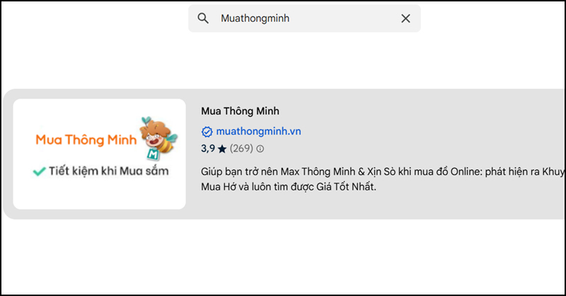 Gõ từ khóa Muathongminh trên thanh tìm kiếm và cài đặt vào Chrome