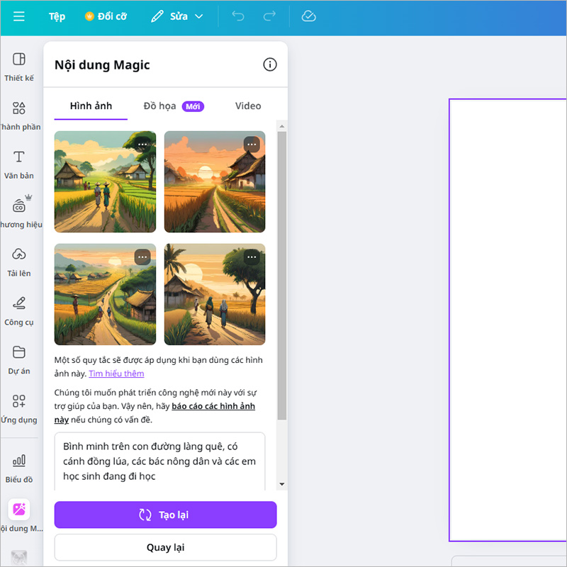 Canva AI tạo hình ảnh như bạn yêu cầu