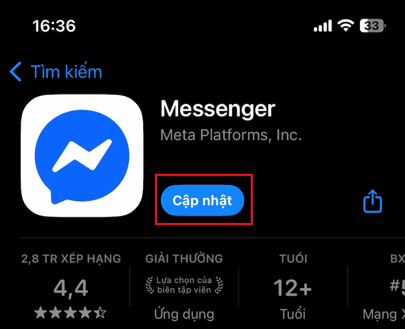 Cập nhật phiên bản Messenger