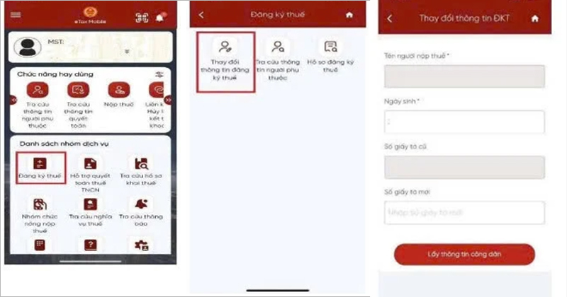 Cập nhật trực tuyến qua ứng dụng eTax Mobile