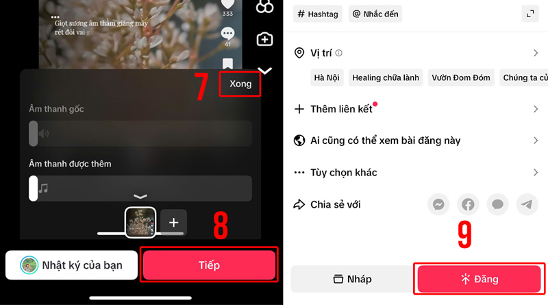 Đăng khi đã hoàn tất chỉnh sửa âm thanh