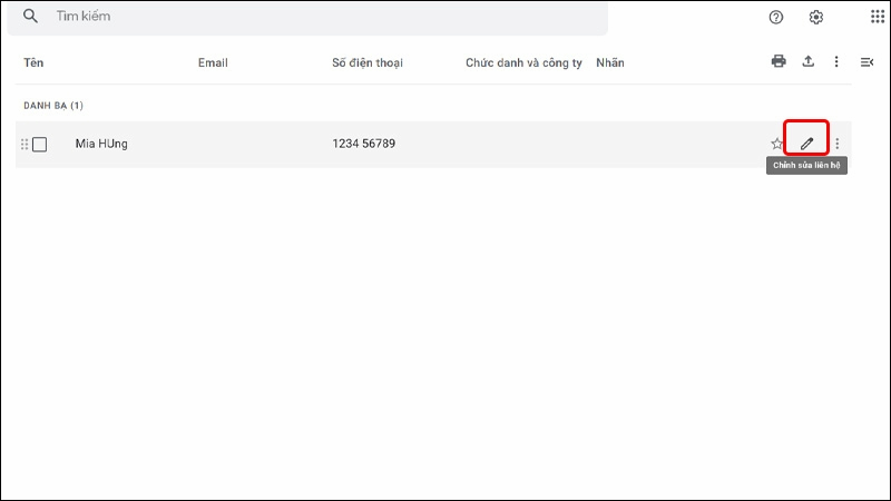 Chỉnh sửa liên hệ Gmail