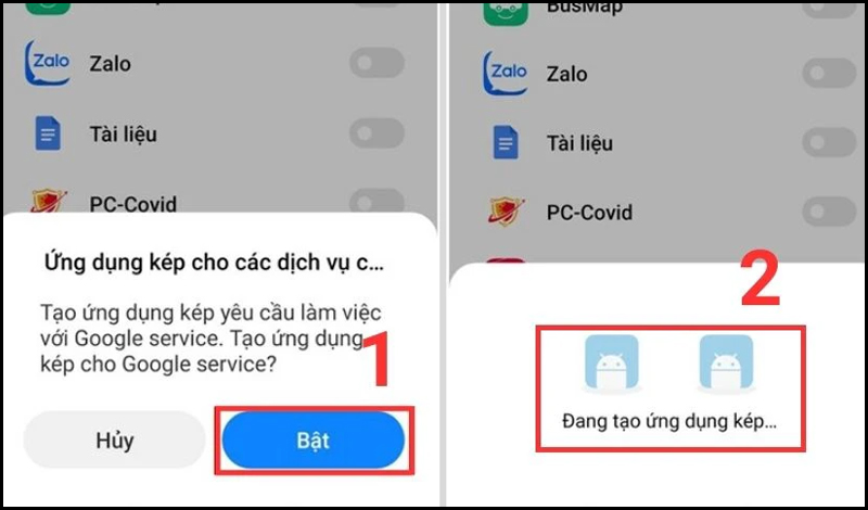 Bật tùy chọn tạo bản sao và chờ hệ thống xử lý