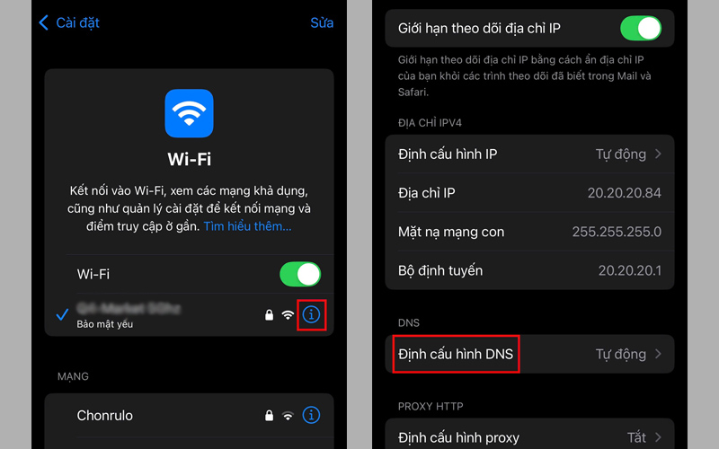 Nhấn vào tùy chọn Định cấu hình DNS
