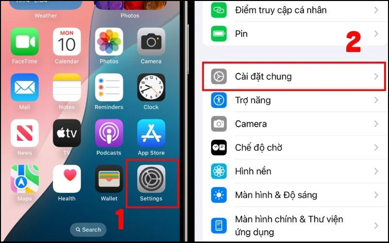 Mở ứng dụng Cài đặt, sau đó chọn Cài đặt chung