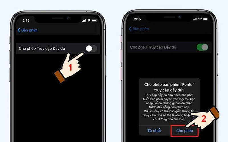 Nhấn vào tùy chọn Cho phép 