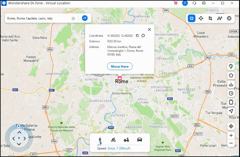 Chọn Di chuyển đến đây để thay đổi vị trí GPS